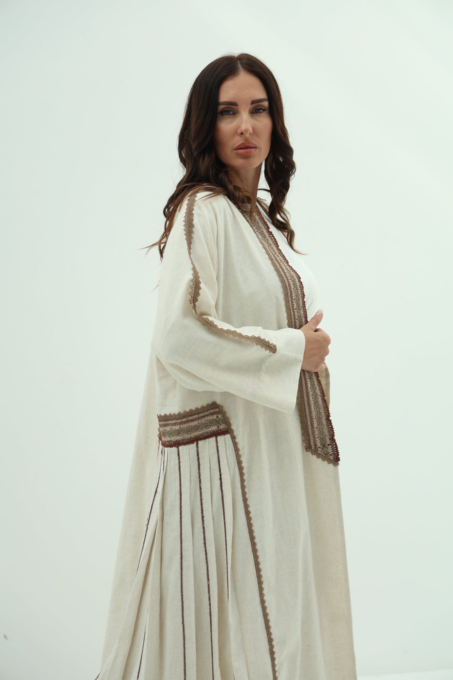 Beige Linen Abaya