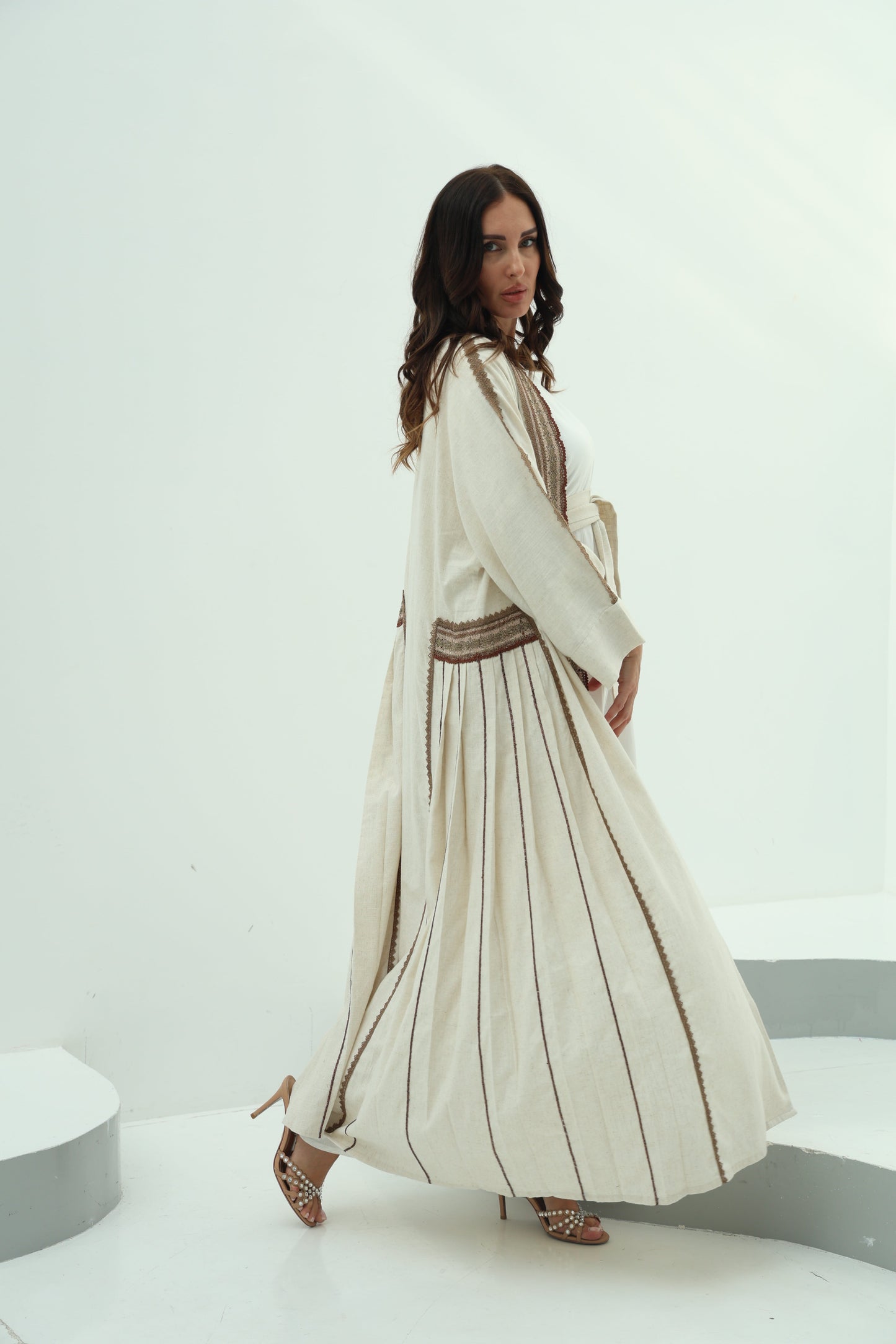 Beige Linen Abaya