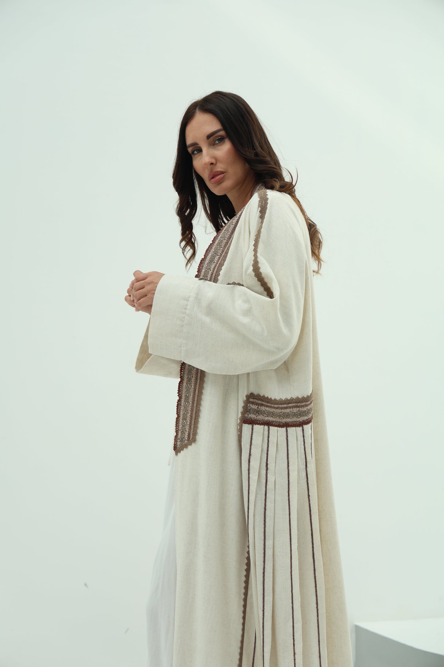 Beige Linen Abaya