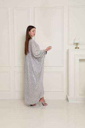 Silver Embroidered Knit Kaftan