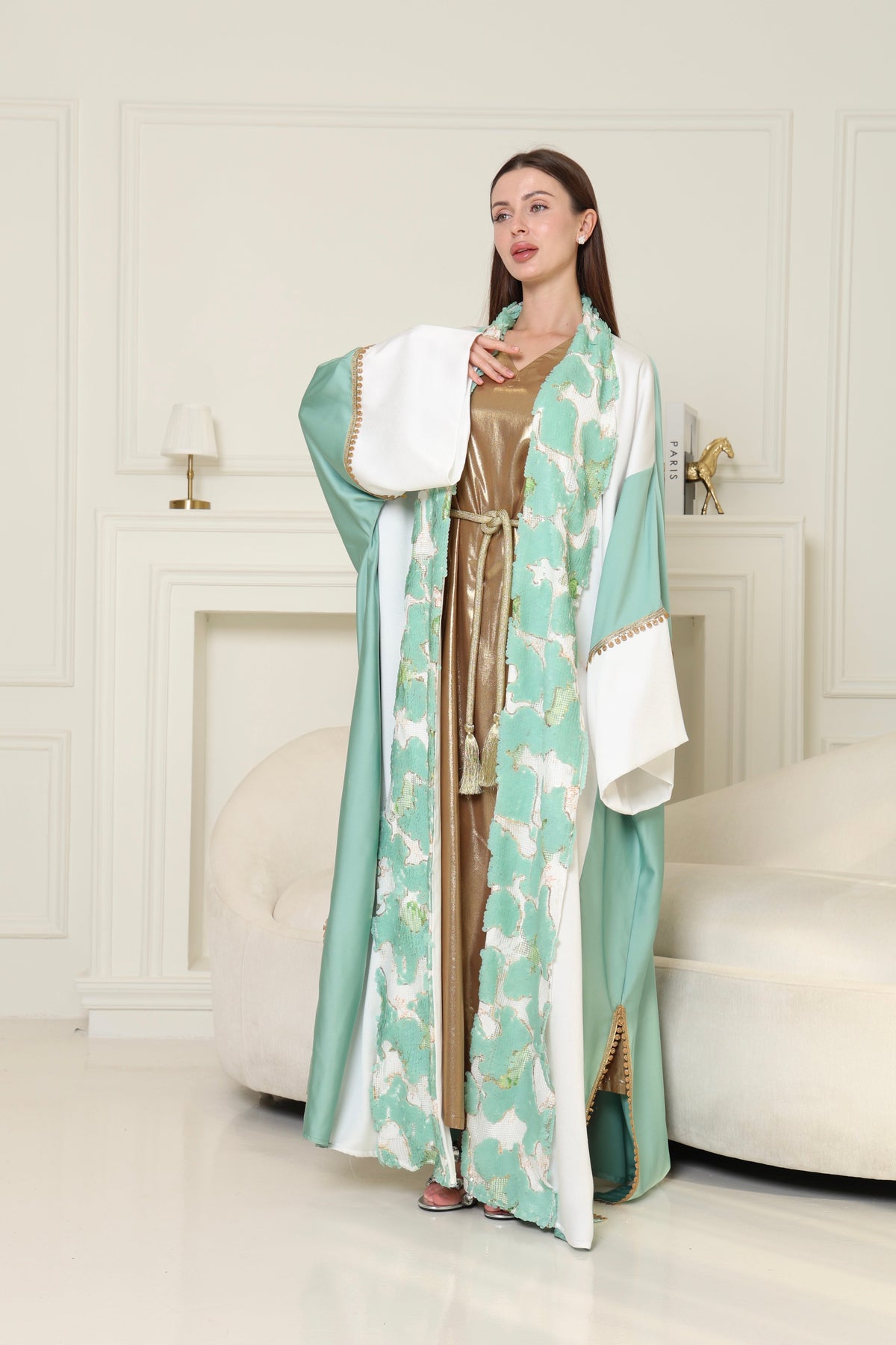 Tiffany Embroidered Crepe Satin Abaya