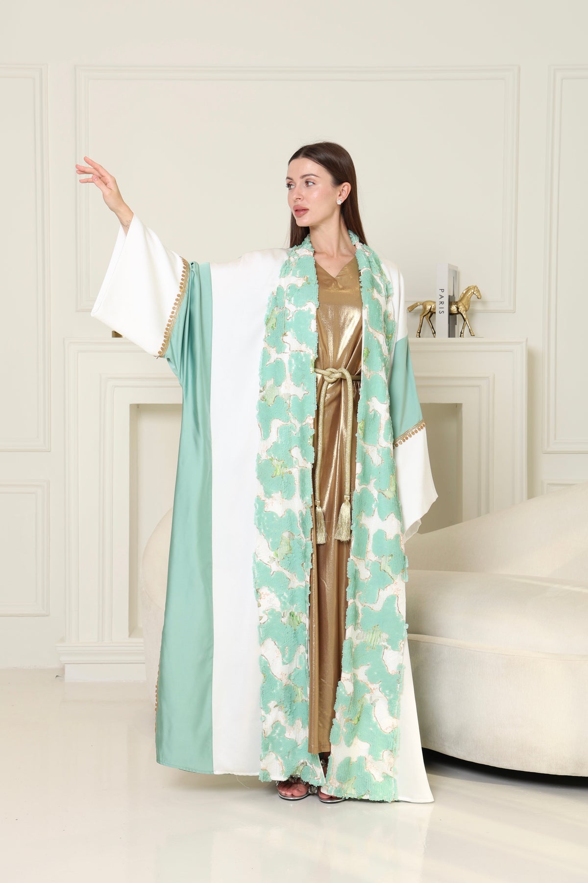 Tiffany Embroidered Crepe Satin Abaya