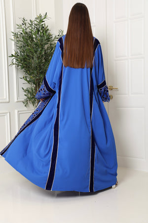 Blue Cut-Out Crepe Abaya