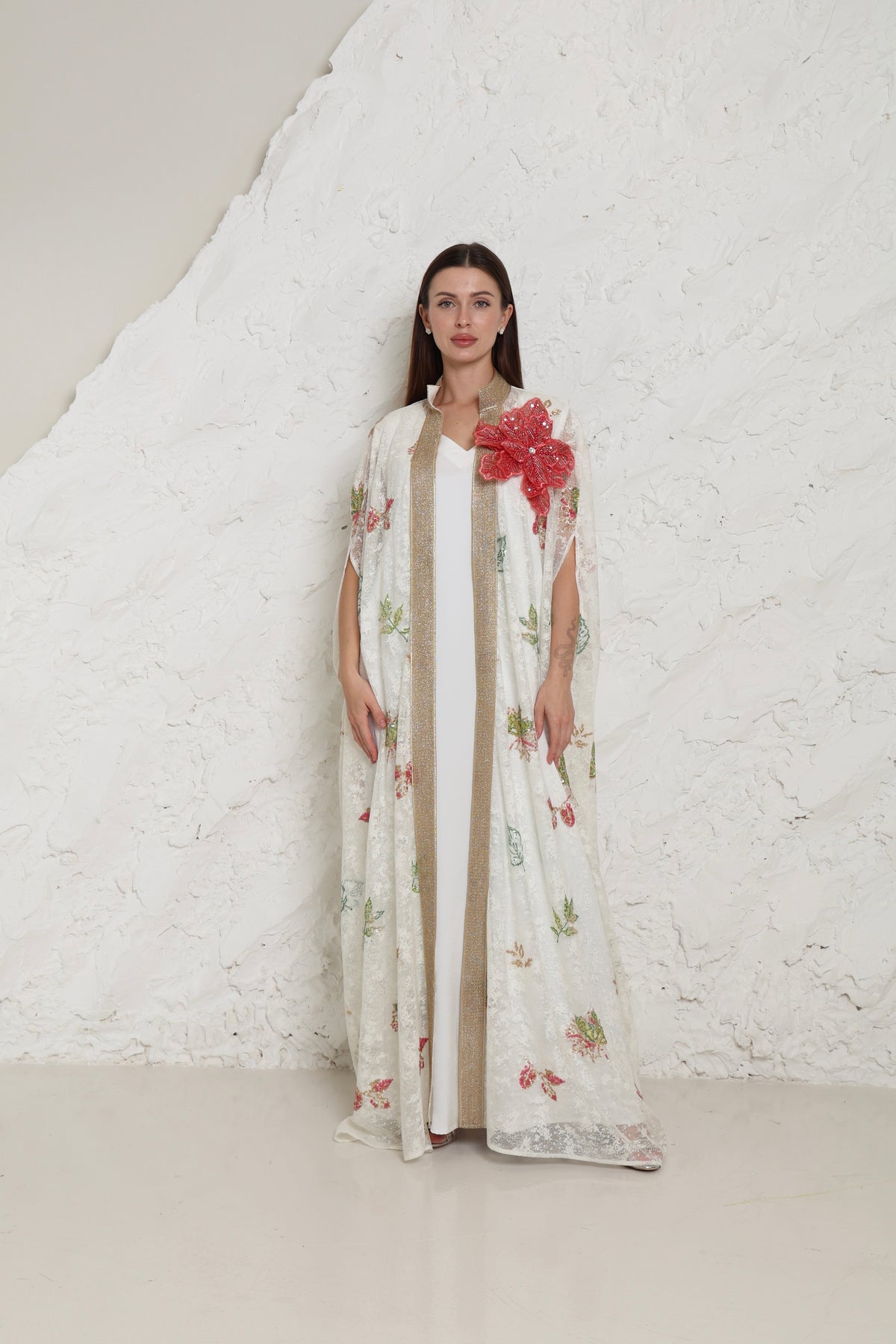 Off-White Tulle Evening Kaftan Set