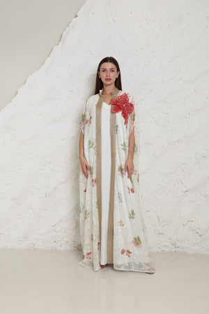 Off-White Tulle Evening Kaftan Set