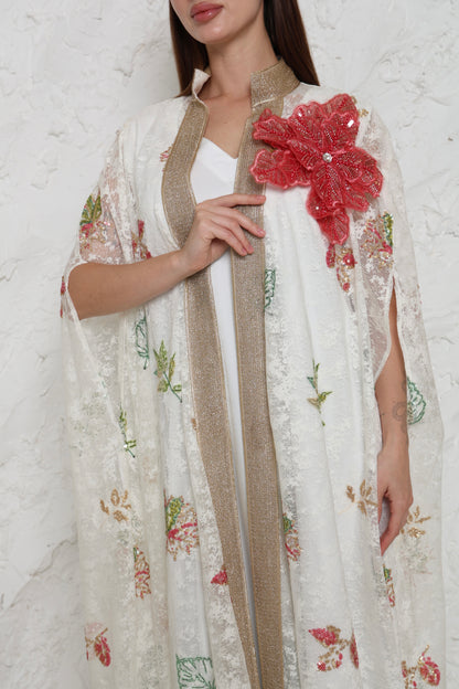 Off-White Tulle Evening Kaftan Set