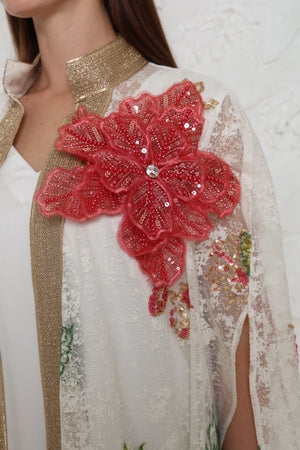 Off-White Tulle Evening Kaftan Set