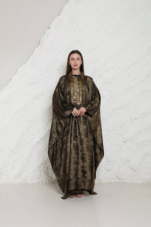 Bronze Embroidered Metalic Georgette Kaftan
