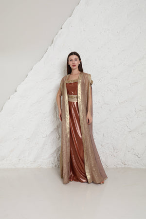Gold Metalic Georgette Kaftan