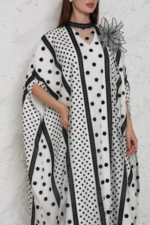 White Cut-Out Tulle Kaftan