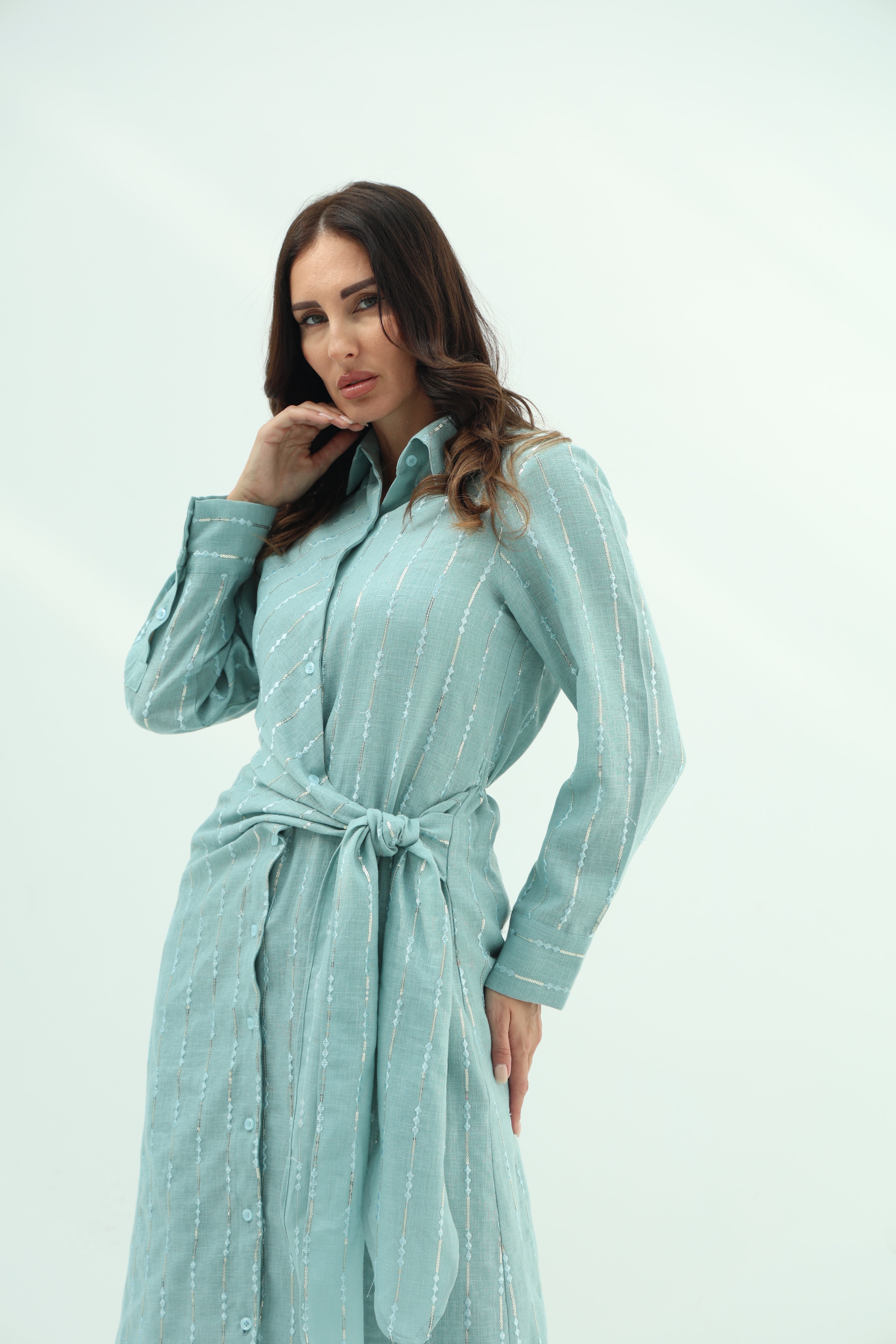 Tiffany Belted Linen Casual Wear