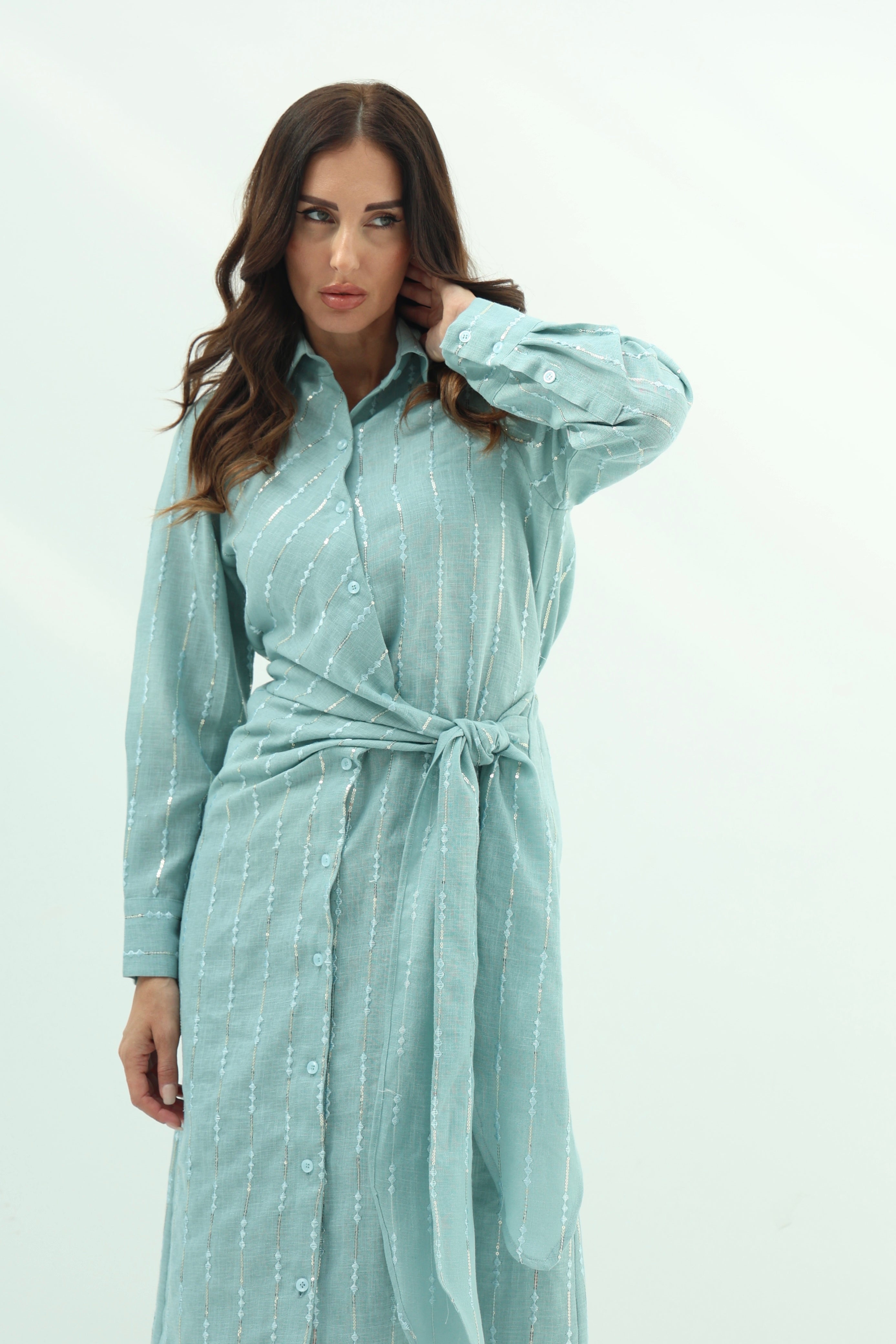 Tiffany Belted Linen Casual Wear