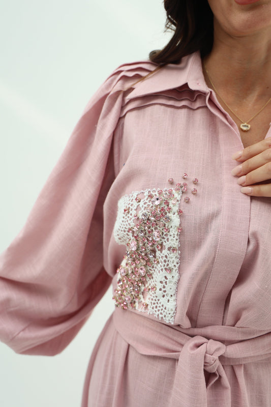 Pink Linen Casual Wear