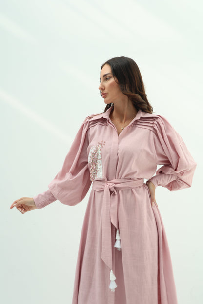 Pink Linen Casual Wear