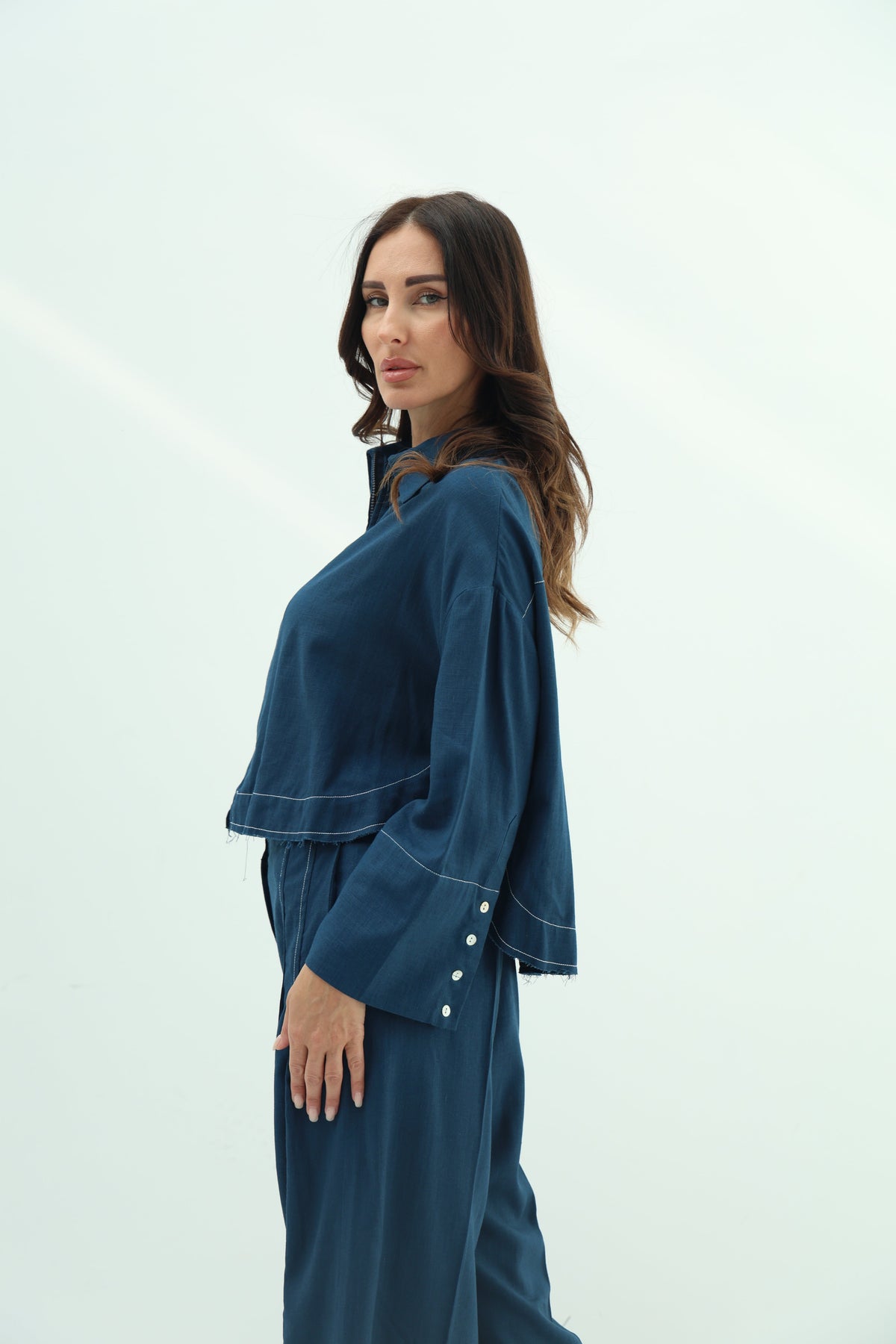 Linen blue set – navy design