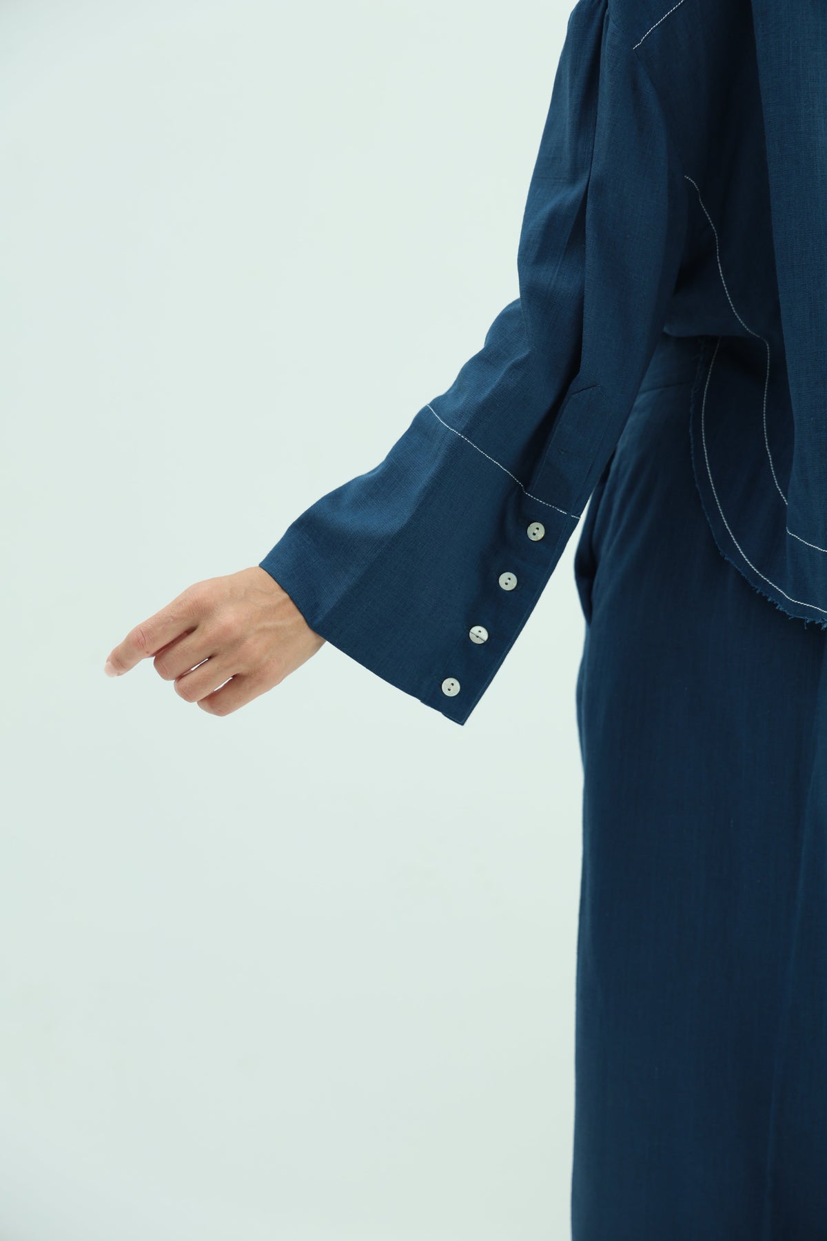 Linen blue set – navy design