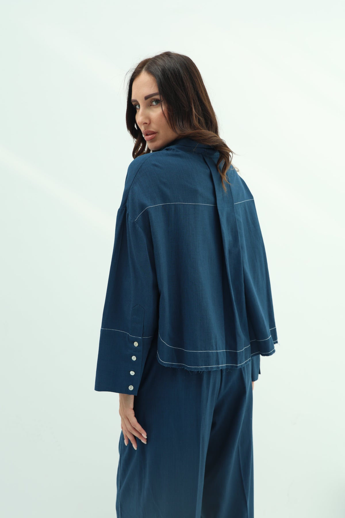 Linen blue set – navy design