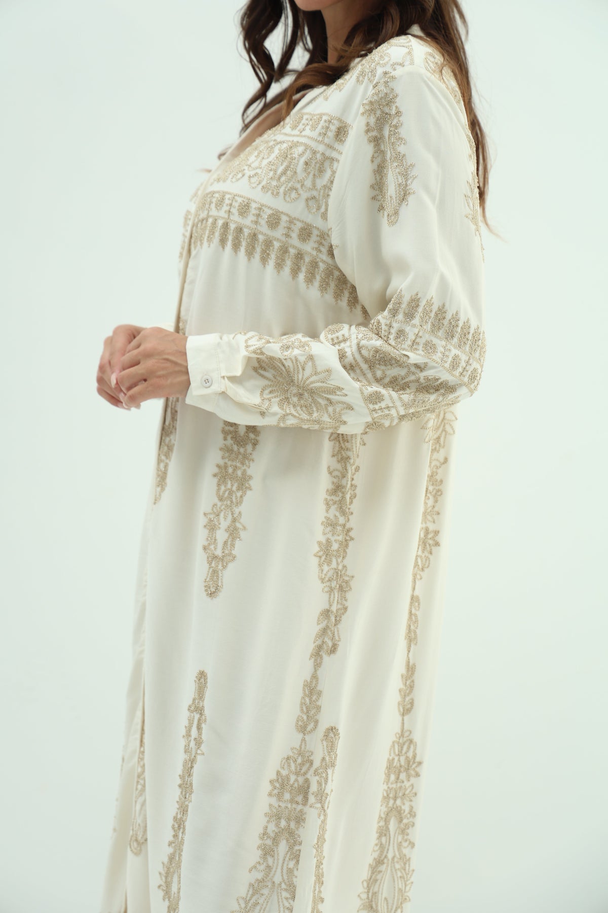 Cotton off white embroidered dress
