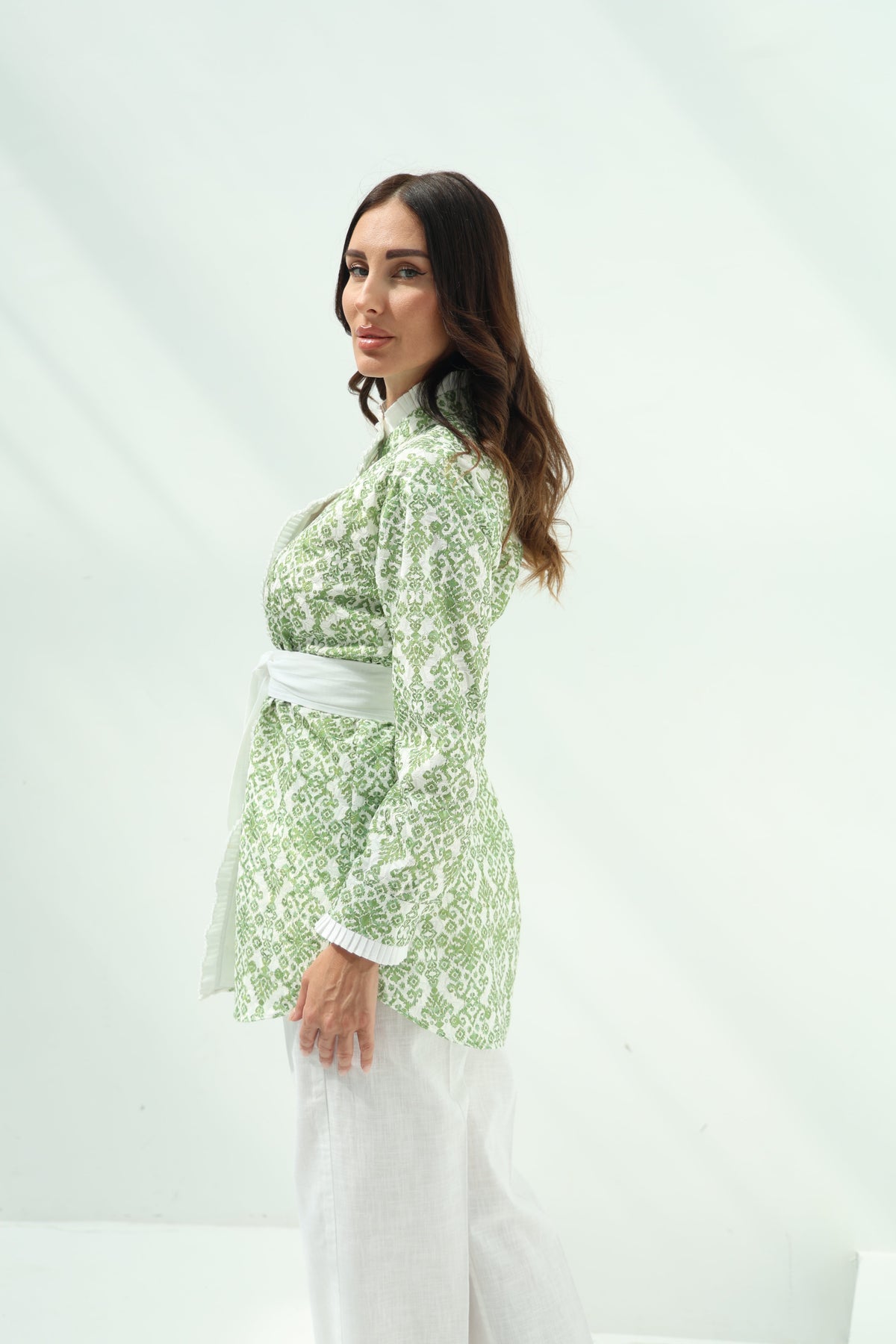 Cotton green embroidered set