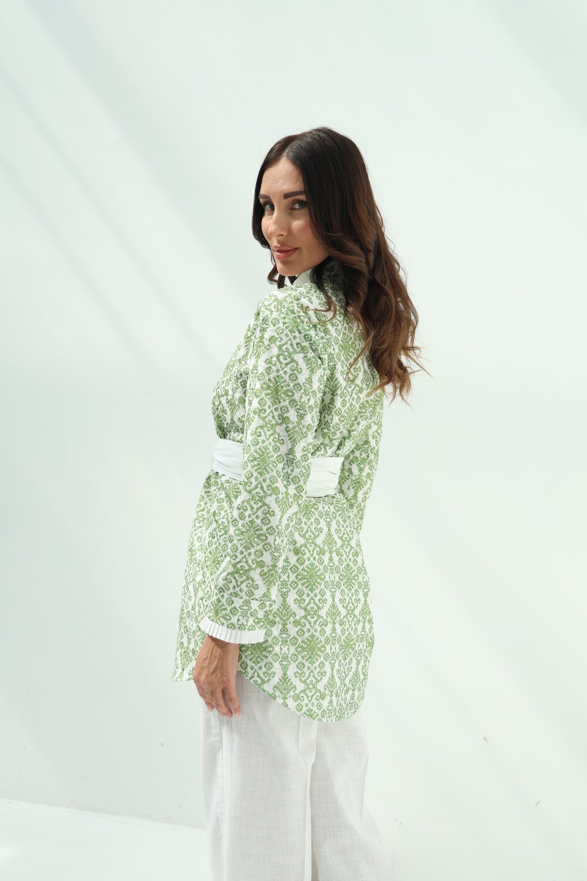 Cotton green embroidered set