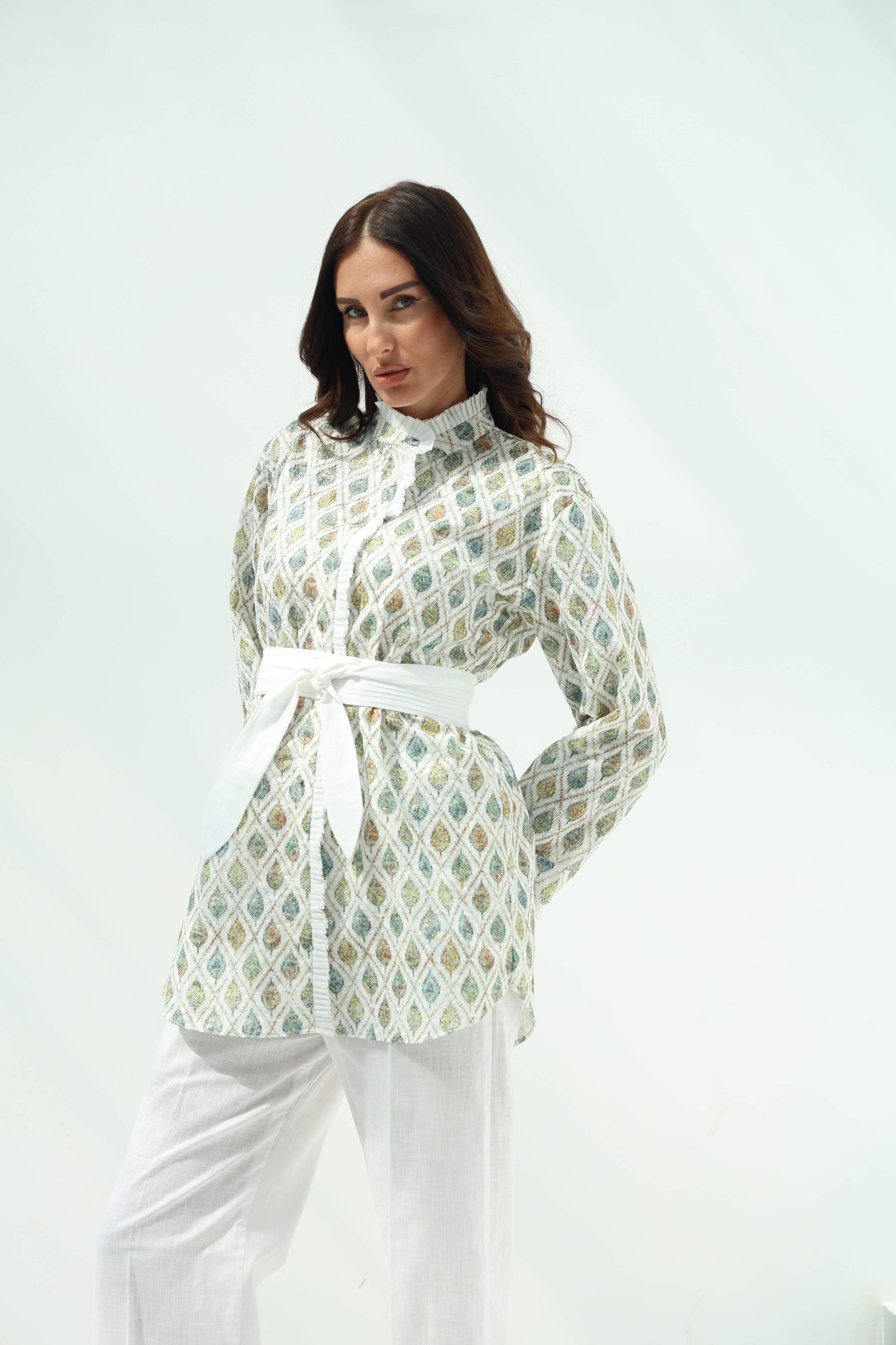 Multi Color Belted Cotton Casual Wear