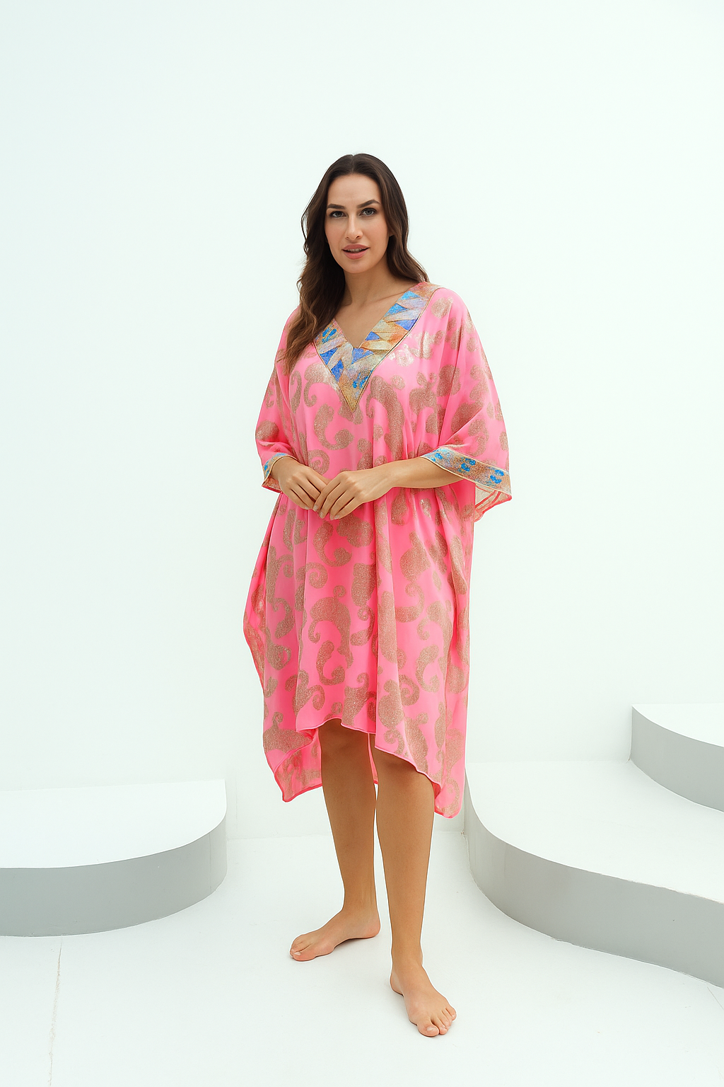 Multicolor Chiffon Breezy Beachwear for Women