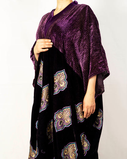 Violet velvet bisht, embroidered design