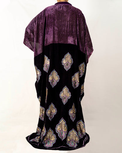 Violet velvet bisht, embroidered design
