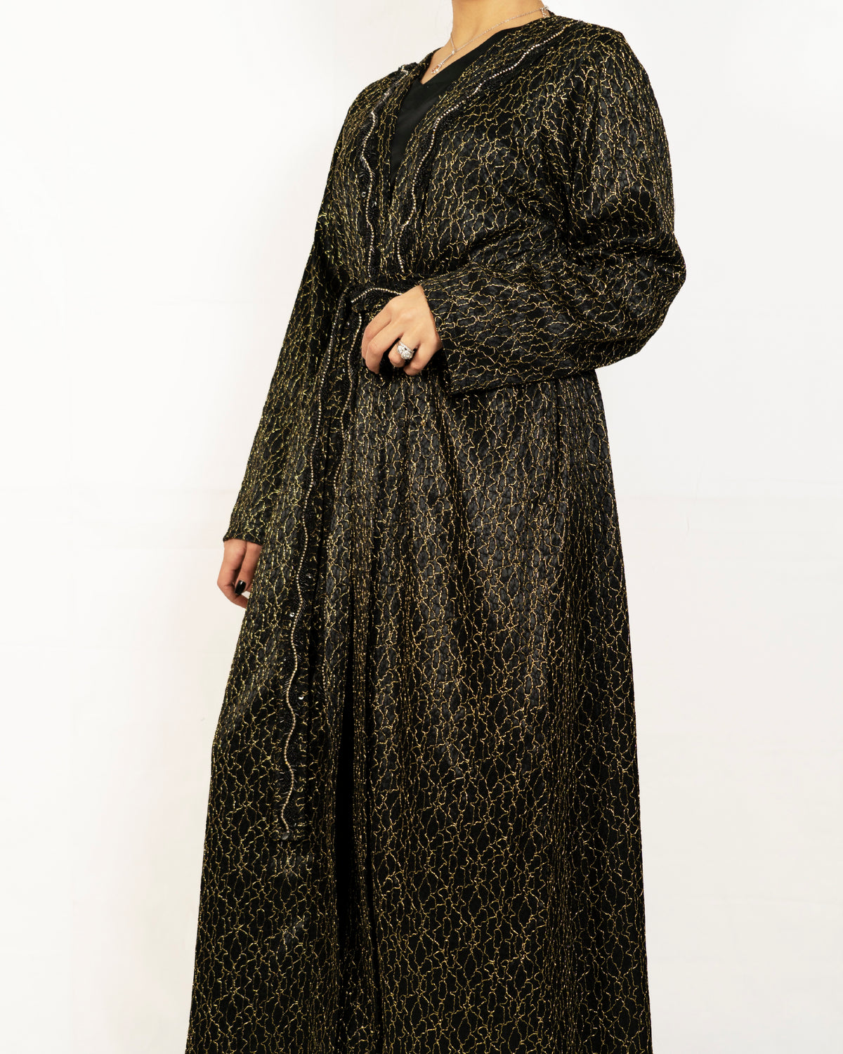 Black Silk Embroidered Caftan