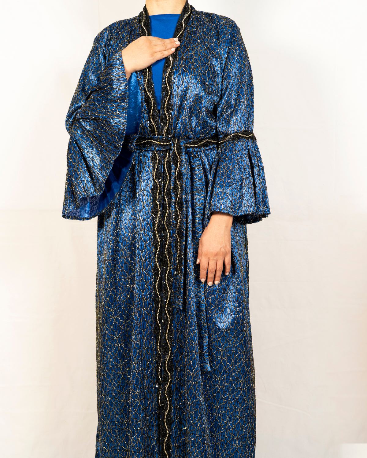 Indigo Silk Embroidered Caftan