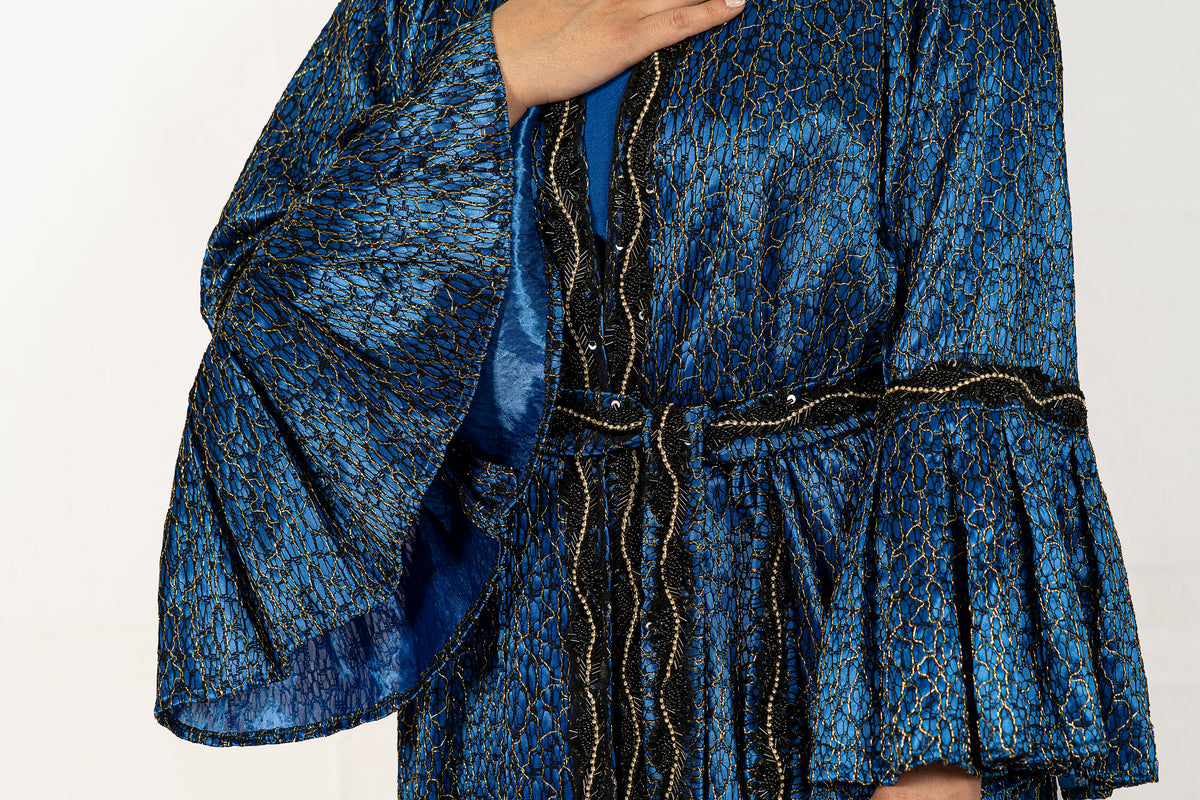 Indigo Silk Embroidered Caftan