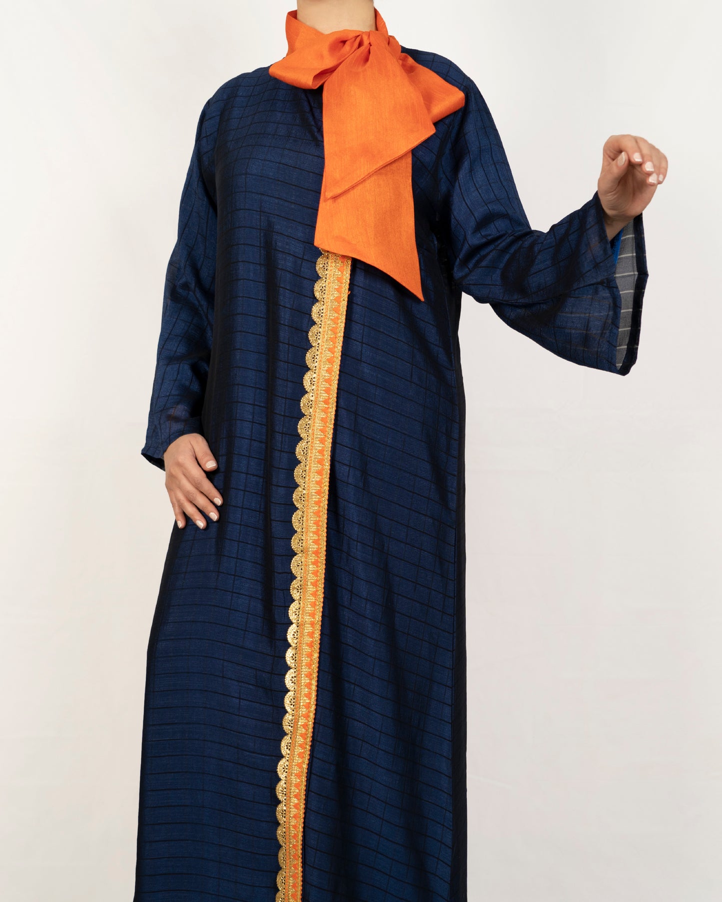 Silk dark blue caftan