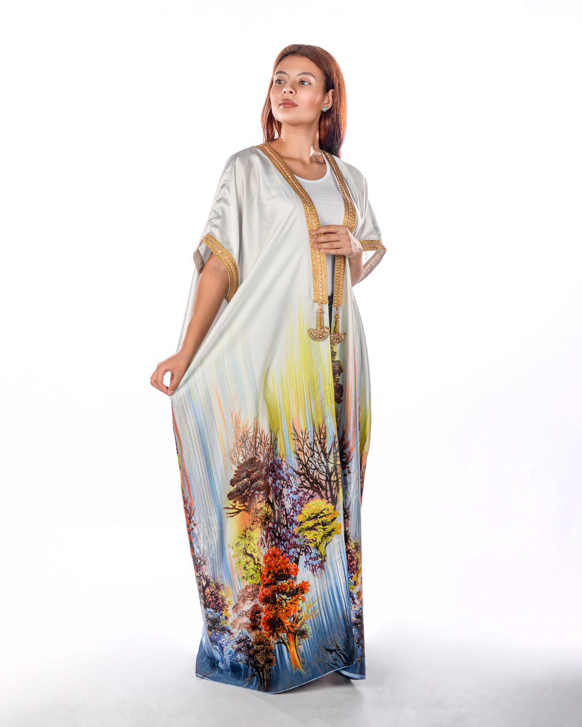 Silk Satin Multicolor Bisht