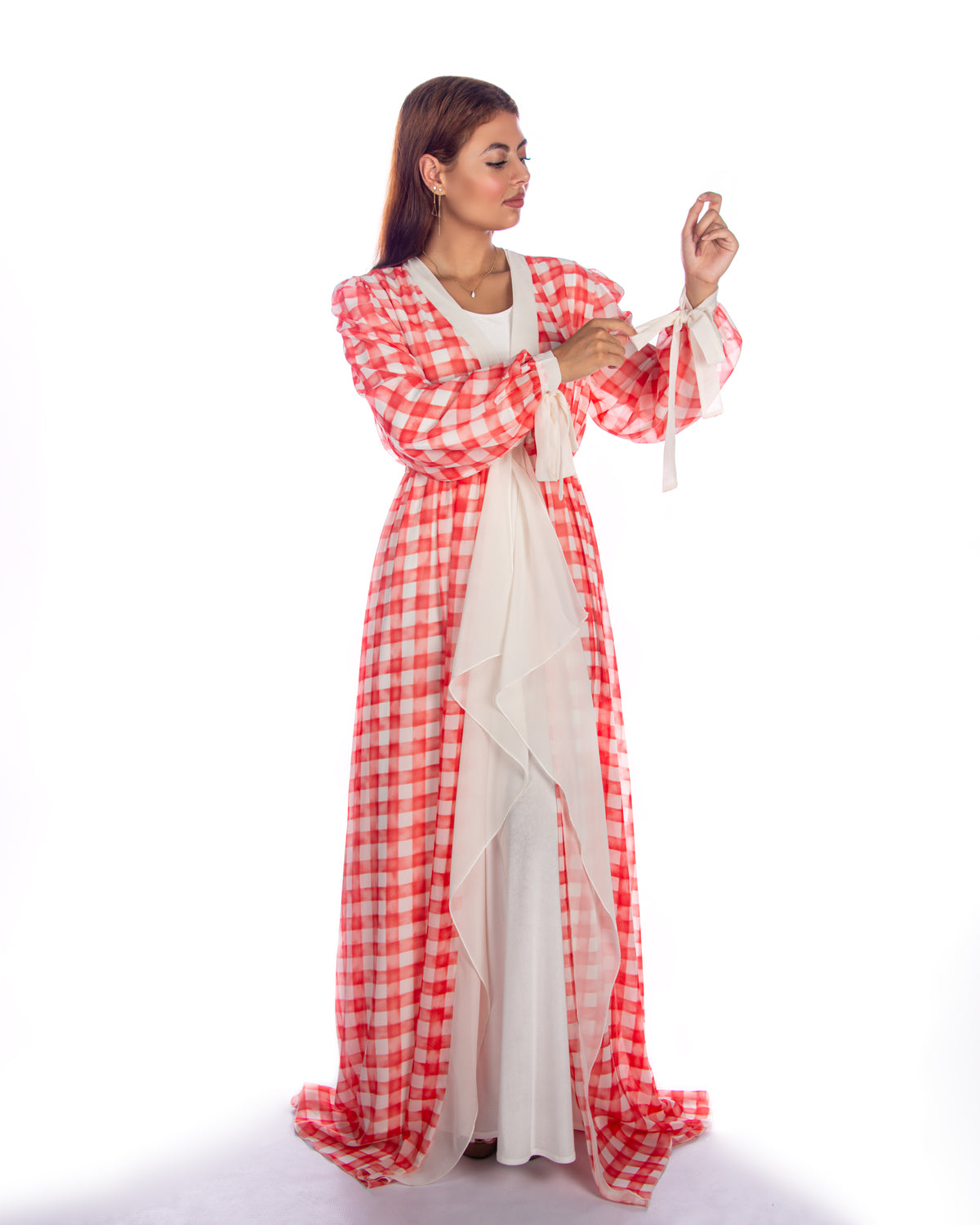 Orange White Chifon Beach Dress