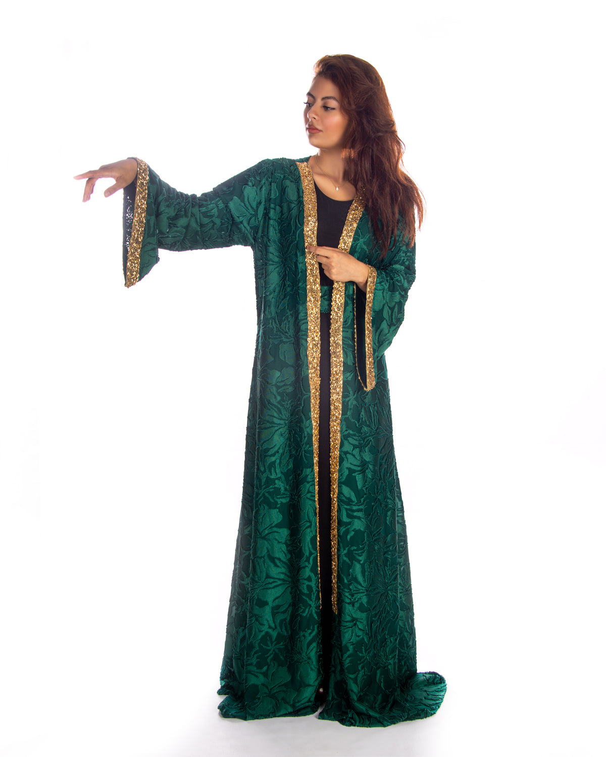 Green jaquard kaftan