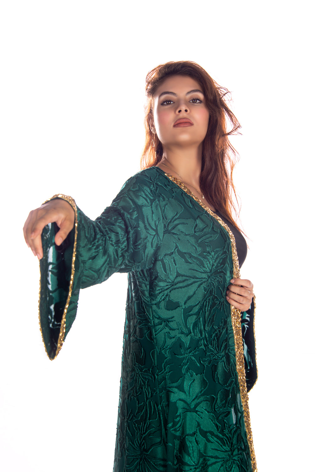Green jaquard kaftan