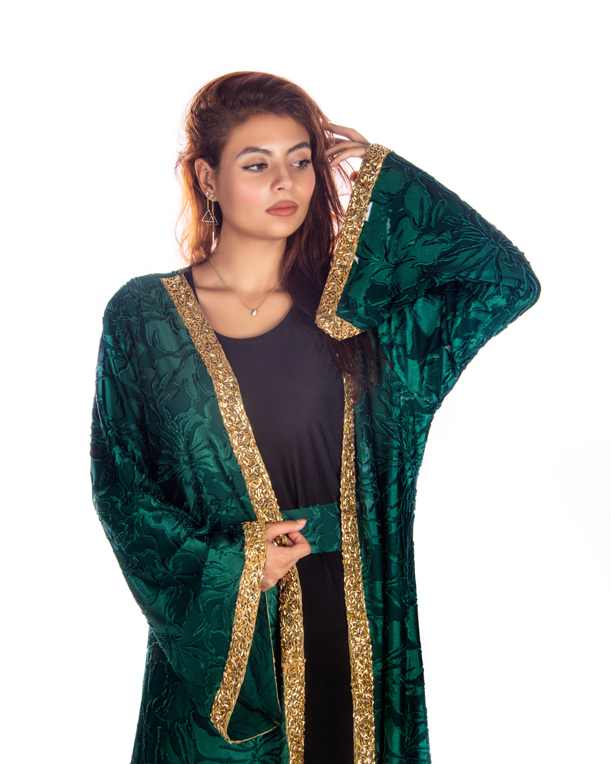 Green jaquard kaftan