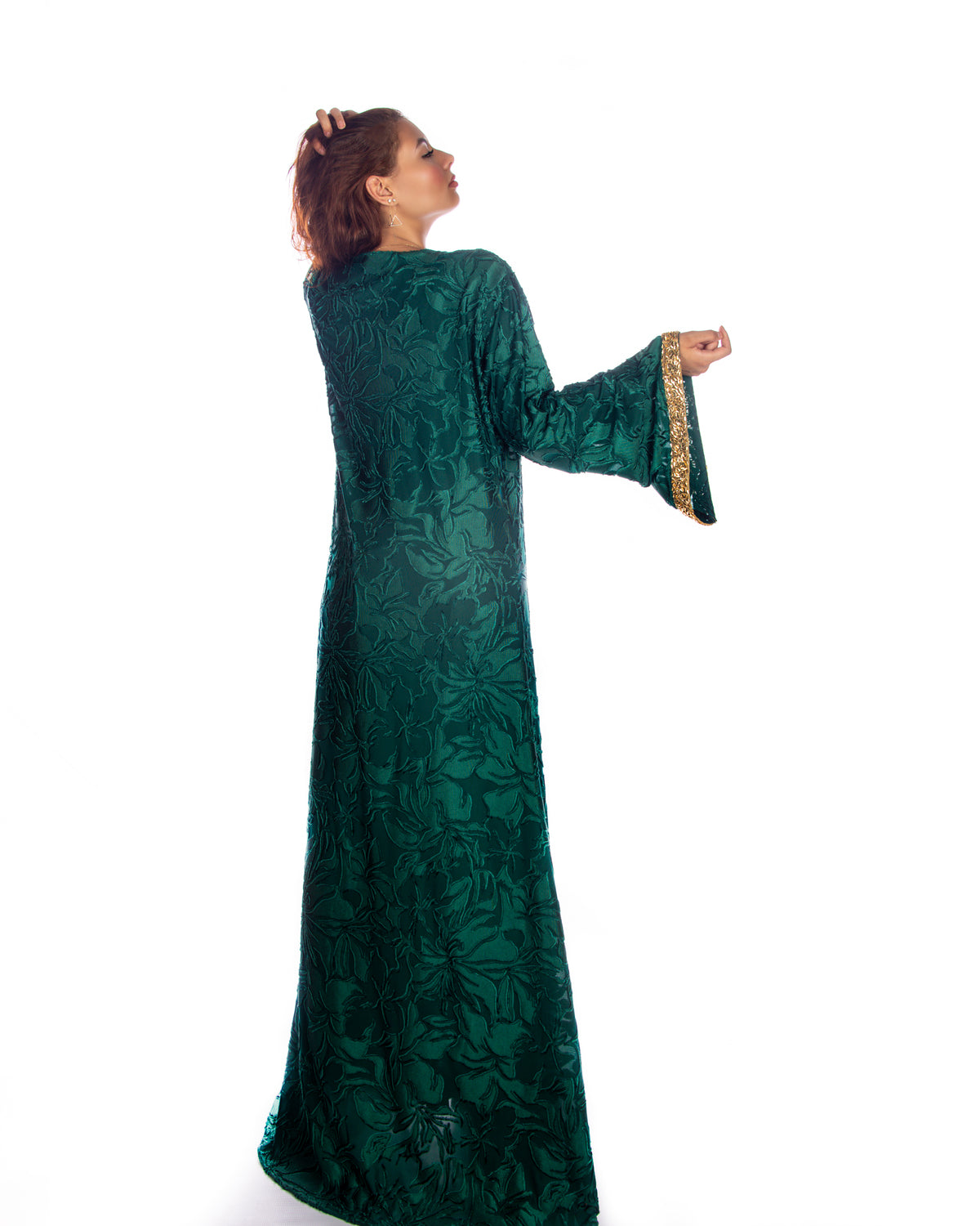 Green jaquard kaftan