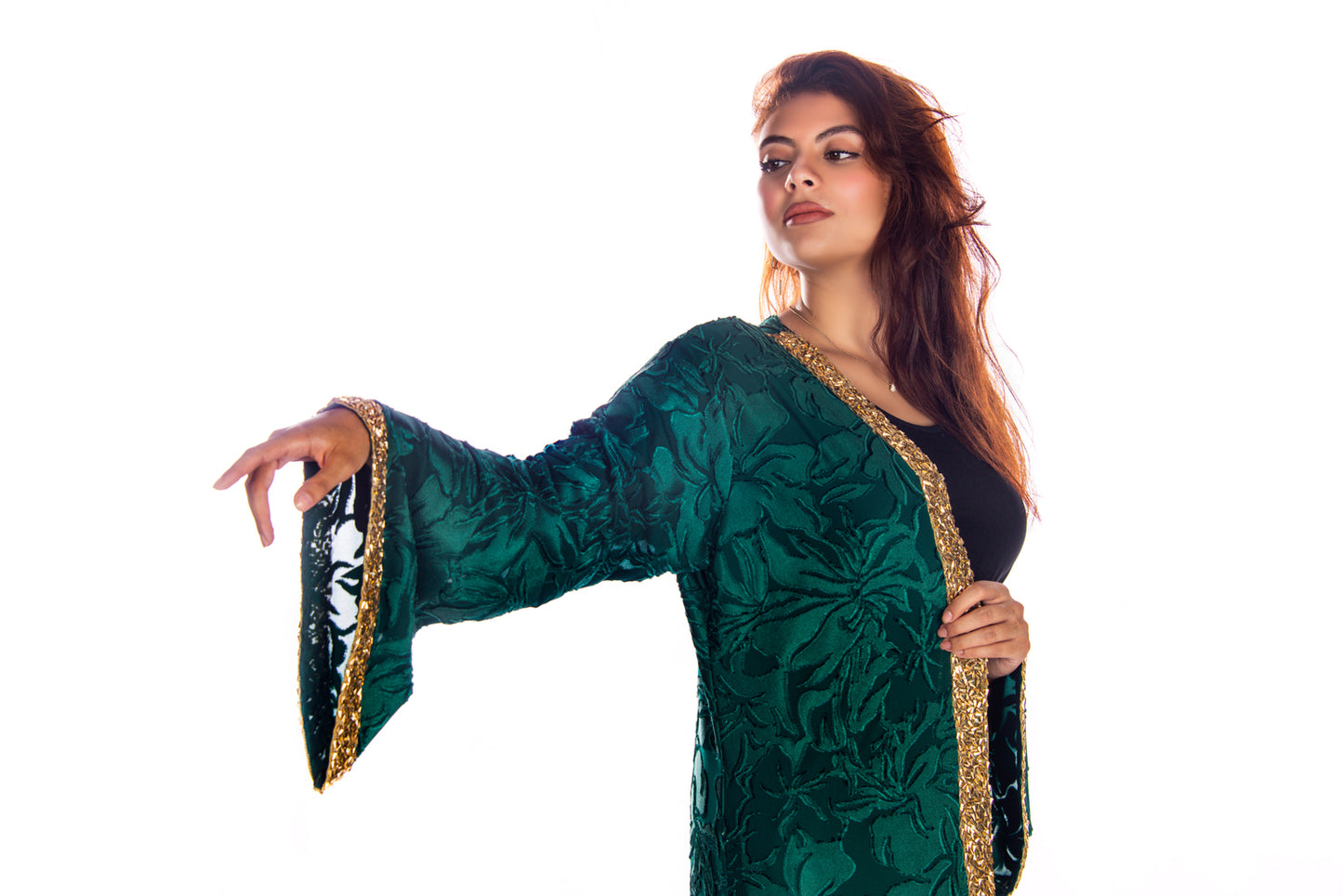 Green jaquard kaftan