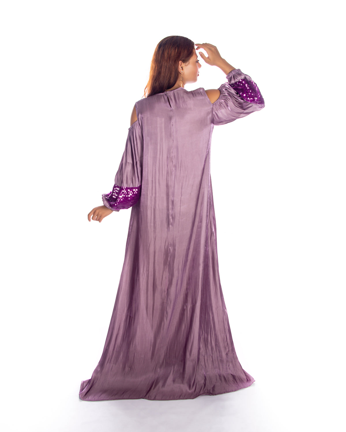 Purple embroidered kaftan dress