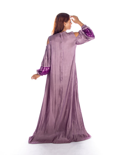 Purple embroidered kaftan dress