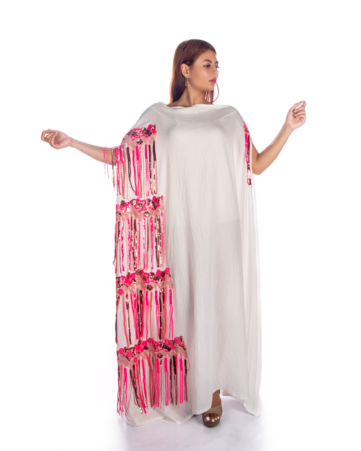 Green Dress – Sequenced Tulle Deep Teal Sequins With Fringe Gre