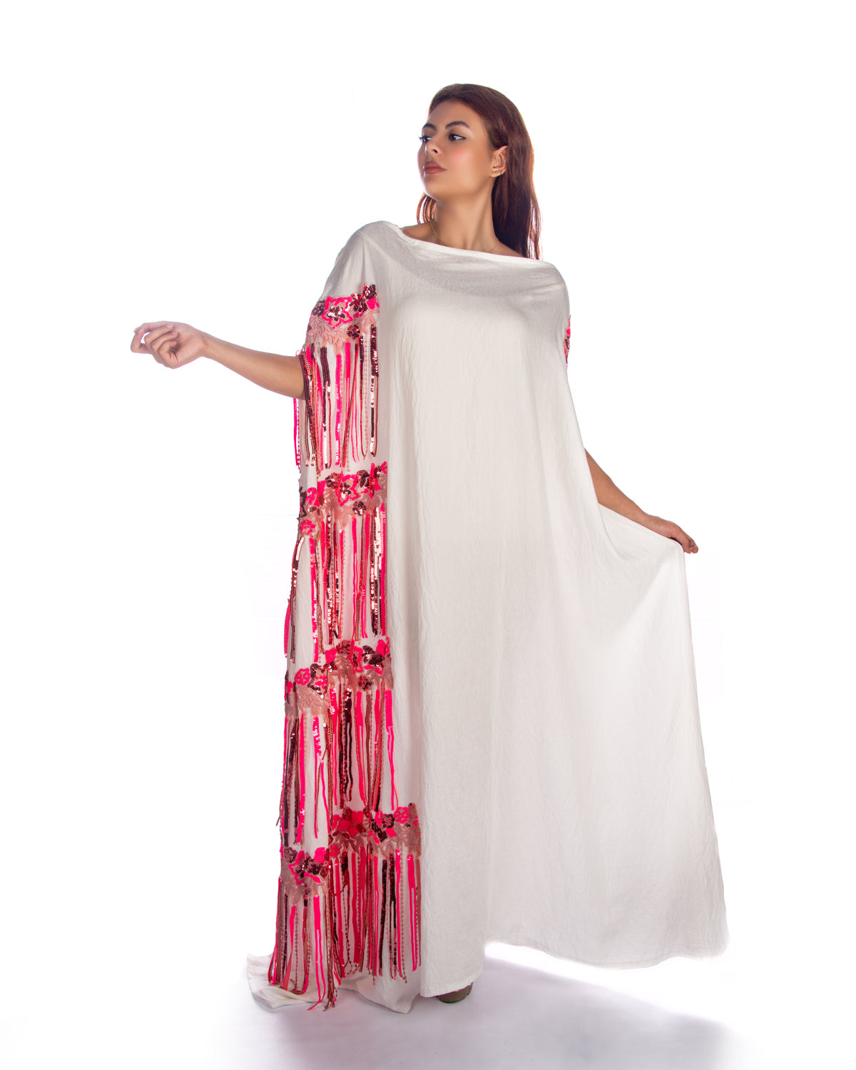 Green Dress – Sequenced Tulle Deep Teal Sequins With Fringe Gre