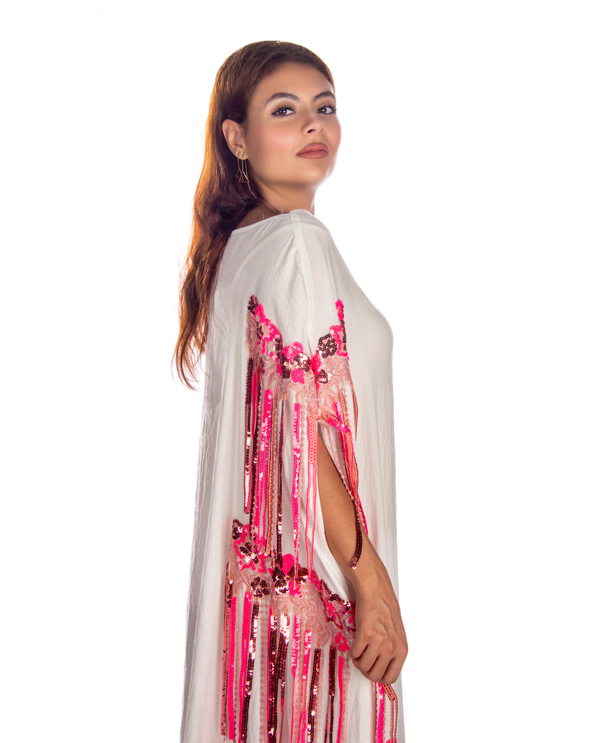 Green Dress – Sequenced Tulle Deep Teal Sequins With Fringe Gre