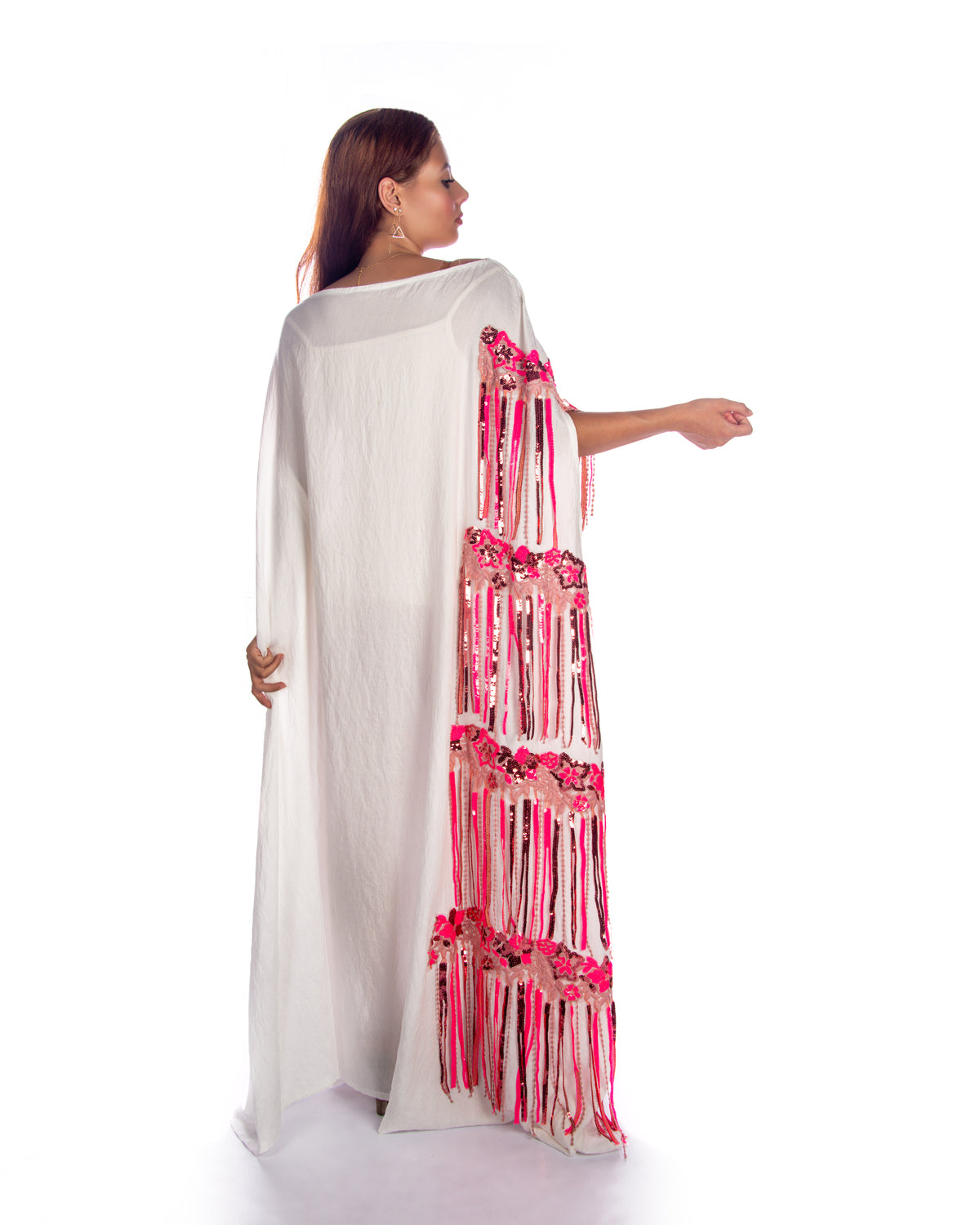 Green Dress – Sequenced Tulle Deep Teal Sequins With Fringe Gre