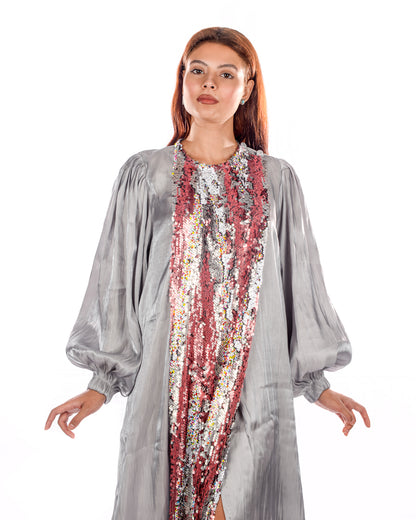 Silver silk organza kaftan
