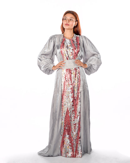 Silver silk organza kaftan