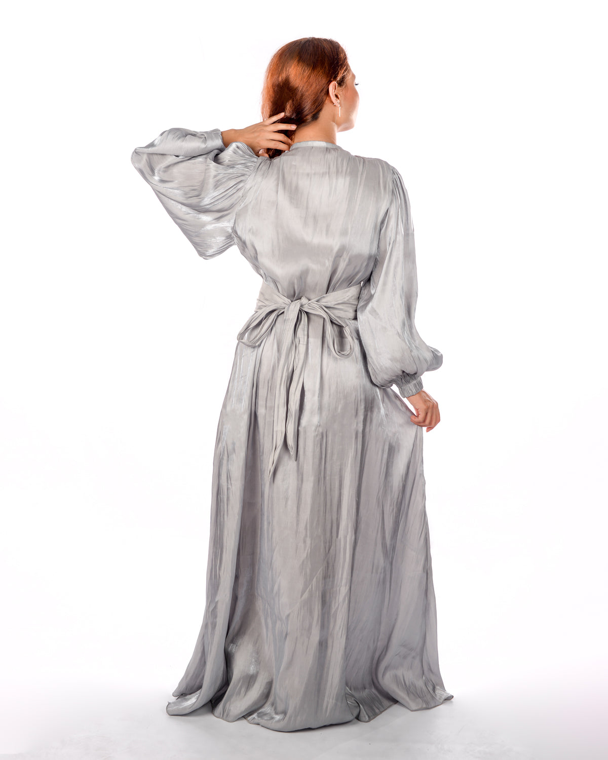 Silver silk organza kaftan