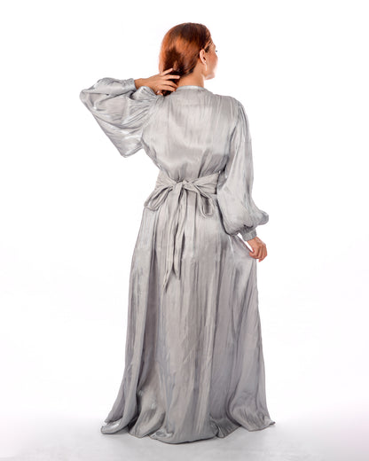 Silver silk organza kaftan