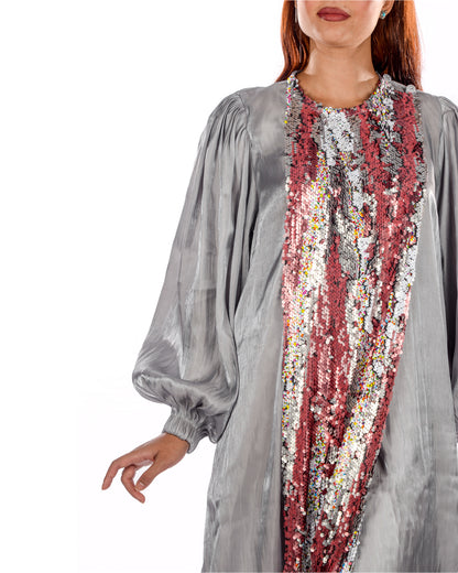 Silver silk organza kaftan